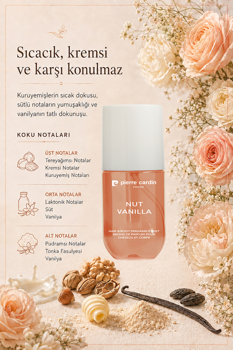 Pierre Cardin Saç ve Vücut Mist - 110 ml - Brazilian Nut Vanilla (Hair & Body Mist)