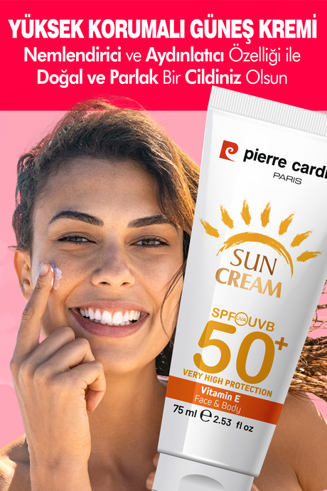Pierre Cardin SPF 50 Leke Karşıtı Yüksek Koruyucu Yüz Güneş Kremi 75 ML Normal Ve Kuru Ciltler İçin