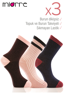 Miorre 3lü Bayan Simli Çorap