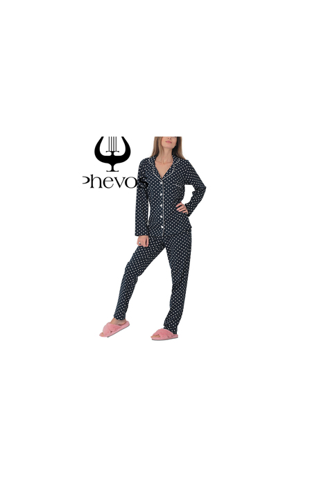 Phevos Bayan Puantiyeli Pijama Takımı