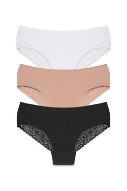 DoReMi Lazer Kesim Dantelli 3lü Külot