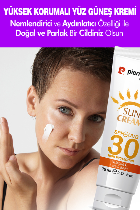 Pierre Cardin SPF 30 Leke Karşıtı Yüksek Koruyucu Yüz Güneş Kremi 75 ML Normal Ve Kuru Ciltler İçin