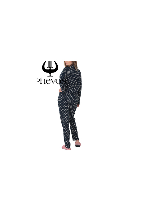 Phevos Bayan Puantiyeli Pijama Takımı