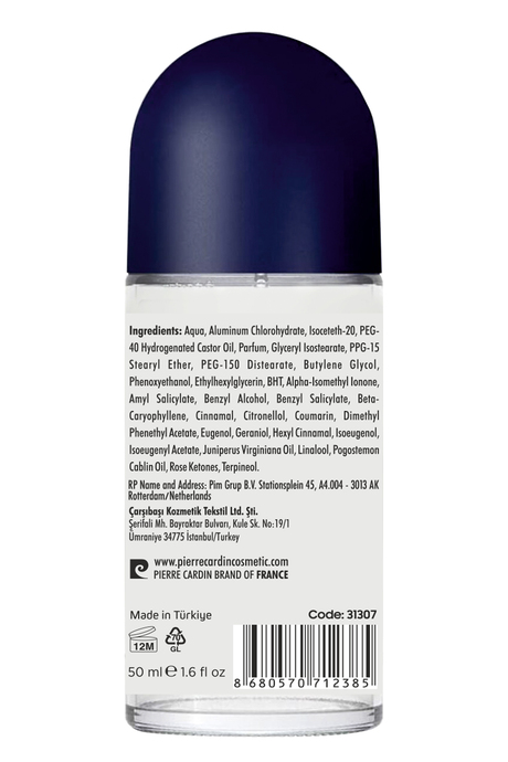 Pierre Cardin Roll-on Kadın Deodorant Ter Kokusu Önleyici Leke Bırakmayan 48 Saat Anti-perspirant Koruma -Fresh Active - Aktif Ferahlık - 50 ml